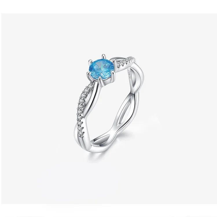 Bamoer, синее море, массивные кольца на палец для женщин, 925 пробы, серебро,, дизайн, свадебные, Обручальные, обещанные ювелирные изделия SCR547