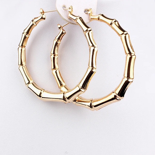 Aliexpress 2017 Trendy Bamboo Hoop Earrings Women Female 2017 Trendy Bamboo Hoop Earrings Women Female Gold Silver Color Clic Jewelry