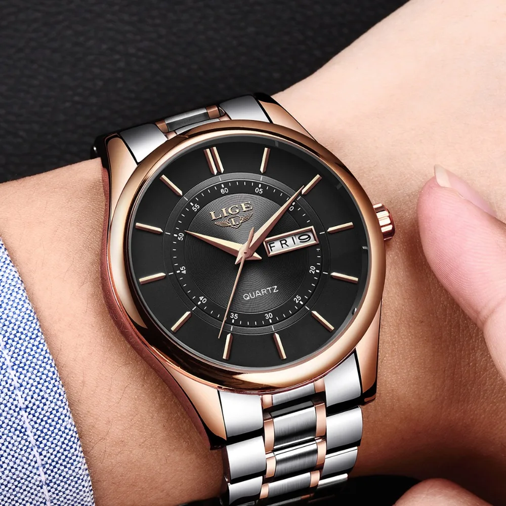 Relogio Masculino LIGE Mens Watches Top Brand Luxury Men's Military Waterproof Sports Watch Men's Stainless Steel Quartz Clock