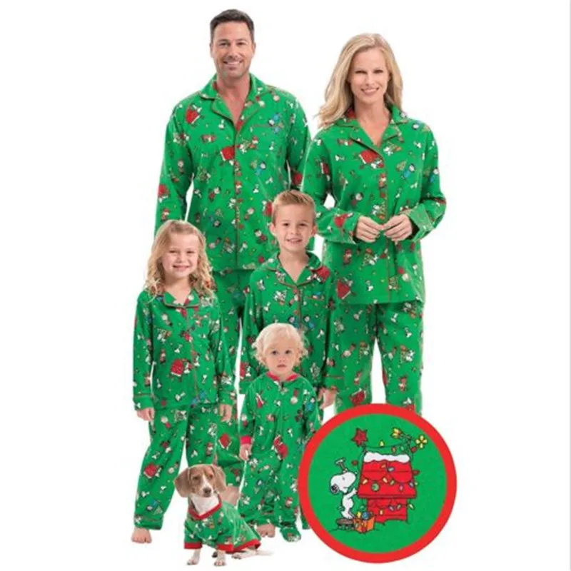 

2018 Fashion Cartoon Family Christmas Pajamas Family Matching Clothes Matching Mother Father Kids Baby Family Clothes Set