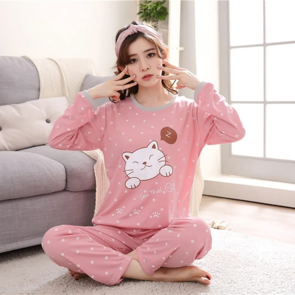 Осень зима пижамный комплект Женская одежда размера плюс Домашняя одежда Сексуальное белье одежда для сна мягкая молочная Шелковая пижама для женщин