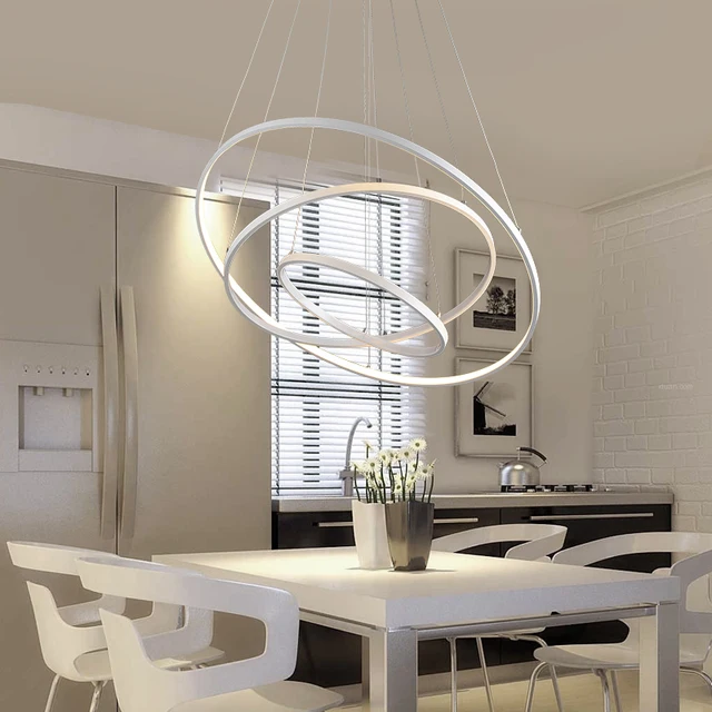 Modern Pendant Lights For Living Room Dining Kitchen Circle Modern Pendant Lights For Living Room Dining Kitchen Circle Rings Acrylic Body Hanging Ceiling Lamp Fixtures