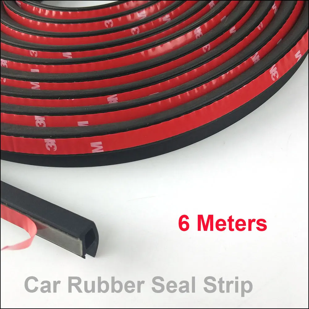 6Meter/pcs P type car sound insulation sealing rubber strip anti Noise Rubber 3m Sticky Tape car