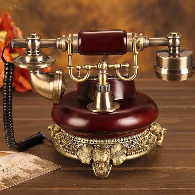 Feita de Madeira Telefone do Vintage Elefante Telefonu Europa Antigo Telefone Fixo Casa Escritório Cabido Fijo ev - Imagem 2