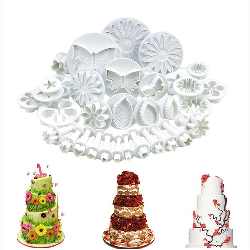 

10 Kinds Of 33 Kits Plastic Flower Fondant Cake Decorating Tools Plunger Cutter Baking Cook Biscuit Spring Embossing Die Mold