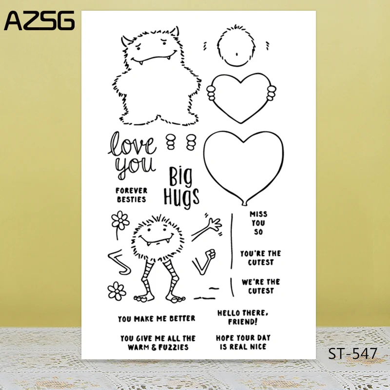 

AZSG Cartoon Lovely Monster Alien Clear Stamps/Seals For DIY Scrapbooking/Card Making/Album Decorative Silicone Stamp Crafts