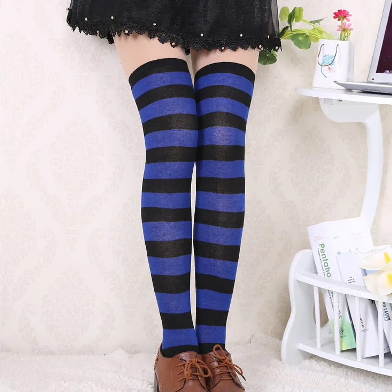 

Winter Autumn Striped Thigh High Stockings Over Knee Socks Women Warm Long Socks Compression Stocking