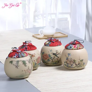 

JIA-GUI LUO Ceramic tea box Dried fruit storage cans Sealed bottle Tea Accessories Pu'er tea storage box ceramic jar D106