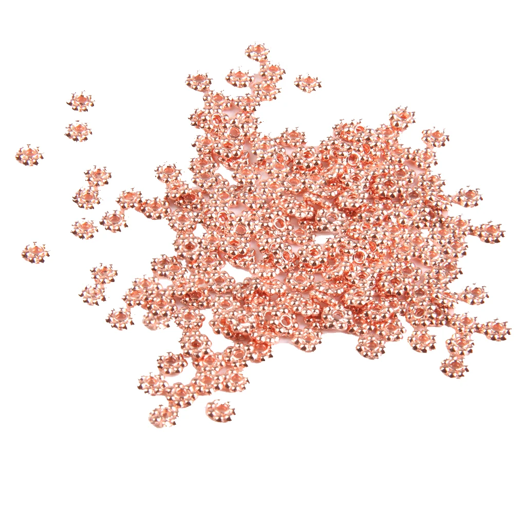 200 pieces 4mm Rose Gold Flower Bead Loose with 1mm Hole for Making Necklace Bracelet Jewelry Findings DIY Supplies