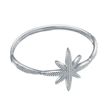 

Mocai Fashion Design David Star Silver Bangle Bracelet for Women Micro Pave Cubic Zirconia Simple Stars Bracelet Jewelry ZK20