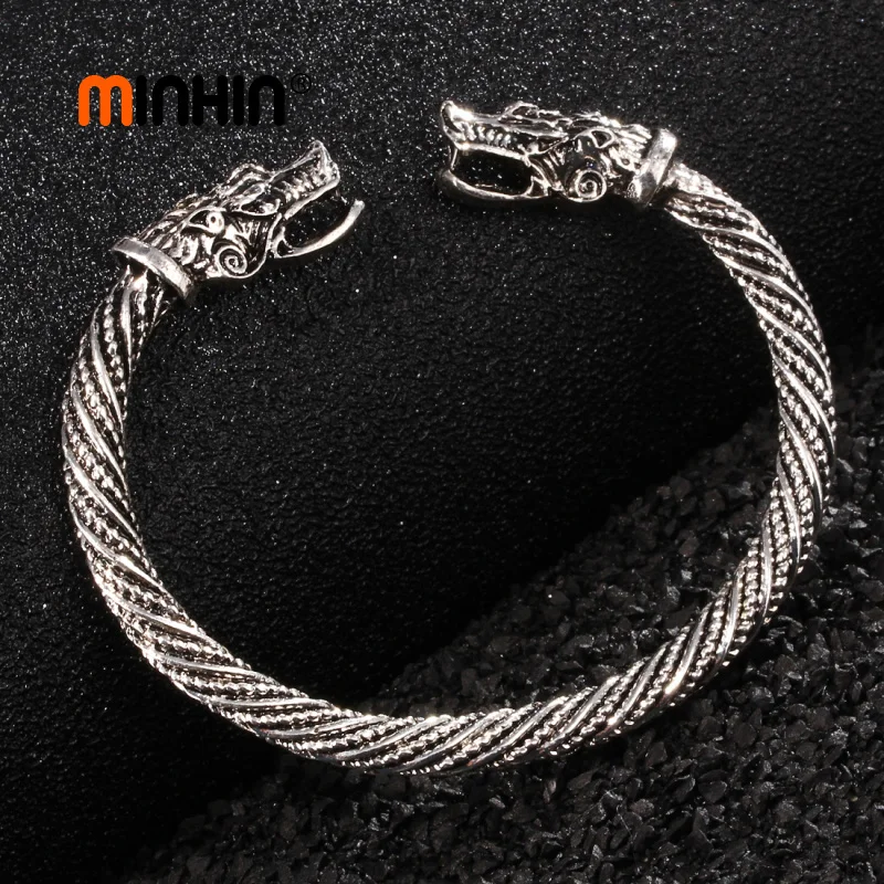 

MINHIN Exaggerated Charm Bracelet For Women Men Wristband Cuff Bracelets Wolf Shape Fashion Bracelet Bangles Drop Shipping
