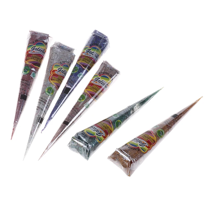 1 Piece Henna Glitter Cone 6 Colors Laser Body Art Tattoo Paint