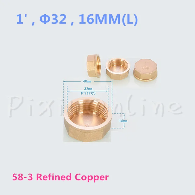 1PC ST068b 1' DN25 Pipe Cap Refined Copper Pipe Plug Head External