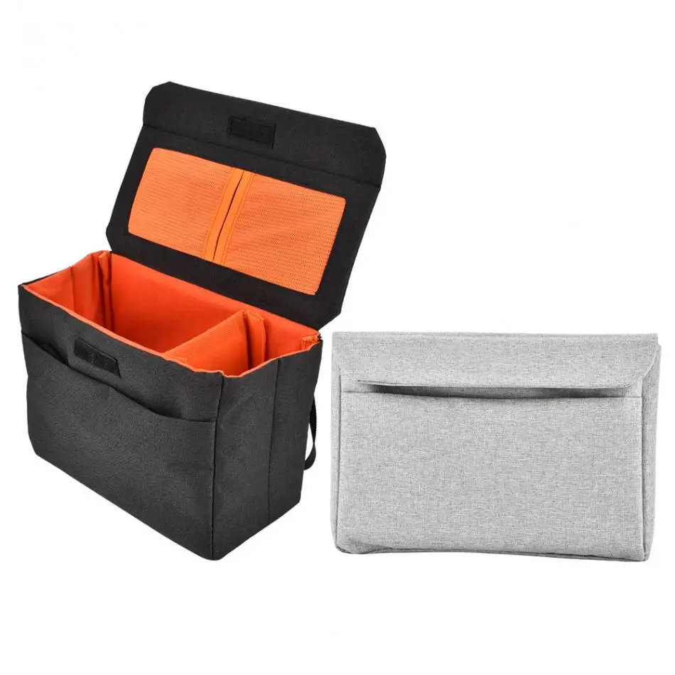 Waterproof Nylon Insert Padded Mirrorless Camera Bag Inner Divider Partition Folding Protective Pouch Black Grey