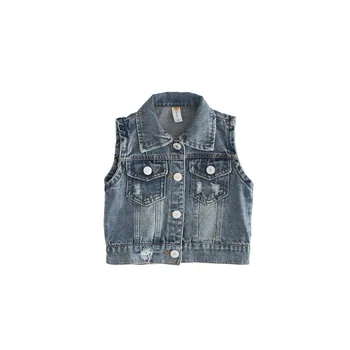 

1 2 3 4 5 Age Toddler Baby Girls Blue Denim Waistcoats Korean Cartoon Girls Denim Vest Spring Autumn Kids Children Clothes