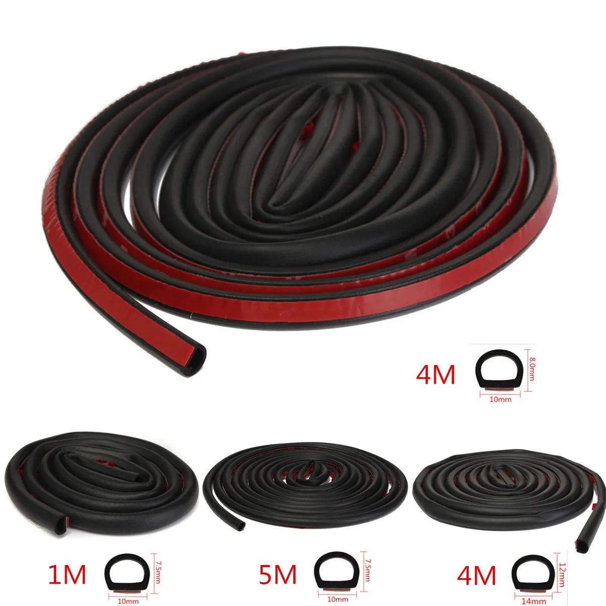 1M/4M/5M Large/Small D shape Car Rubber Seal Sound Insulation Car Door