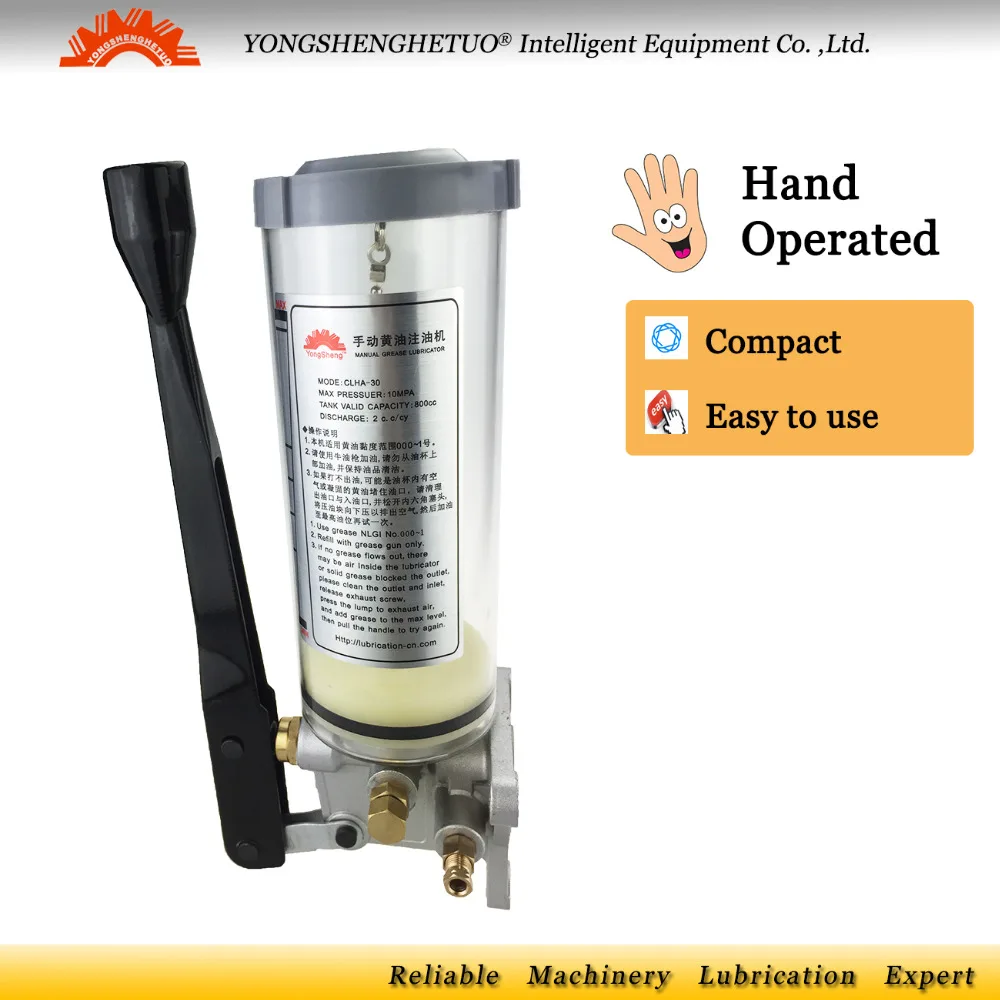 

Manual Lubrication grease Pump hand operated lubricator handy oiler 6mm stainless steel outlet 800cc CLHA-30