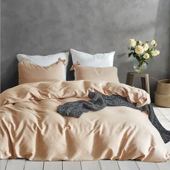 

Classic 2pcs Bedding Set Polyester Imitation Cotton Linen High Quality Solid Color Duvet Cover Pillow Case 168*229cm
