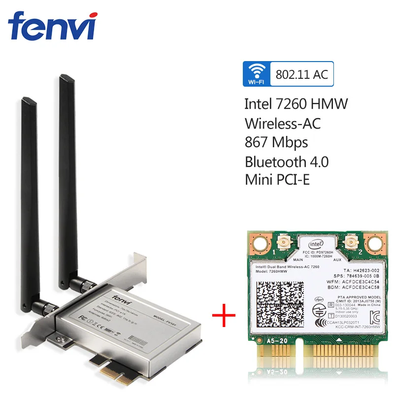 Buy Dual Band 867Mbps Wireless Wifi Network Card For Intel 7260 AC 7260HMW Mini
