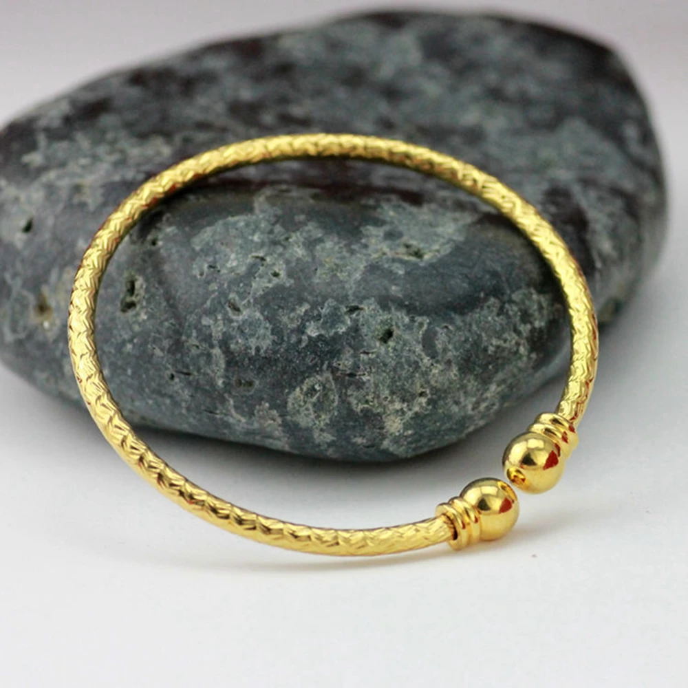 

Carved Cuff Bangle Yellow Gold Filled Womens Cable Bangle Gift