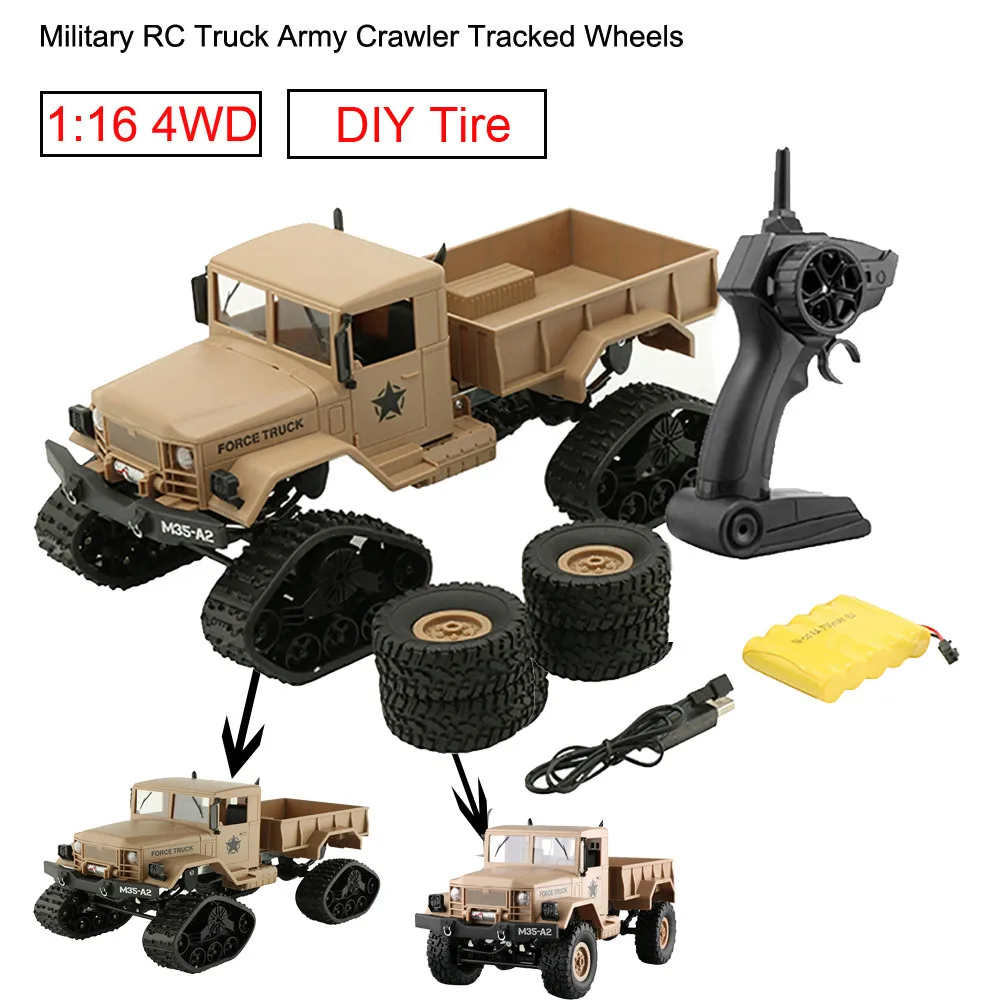 

FY001C RC Car RC Military Truck Army Tracked Wheels 1:16 4WD RC Crawler Off-Road Remote-Controlled Machine For Radio Control Car