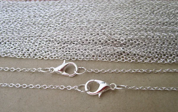 

50pcs/lot 19inch Silver color (copper) Link chain with Lobster clasp 1.5mm