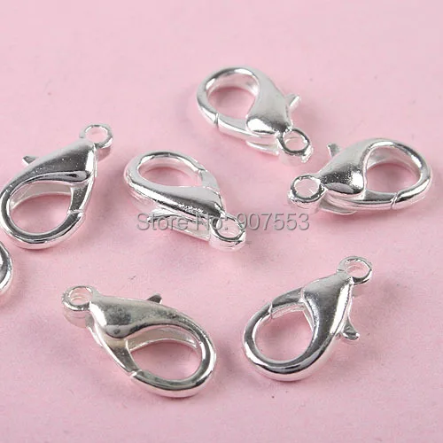 

110Pcs 12mm long Silver tone Lobster Parrot Clasps h0648