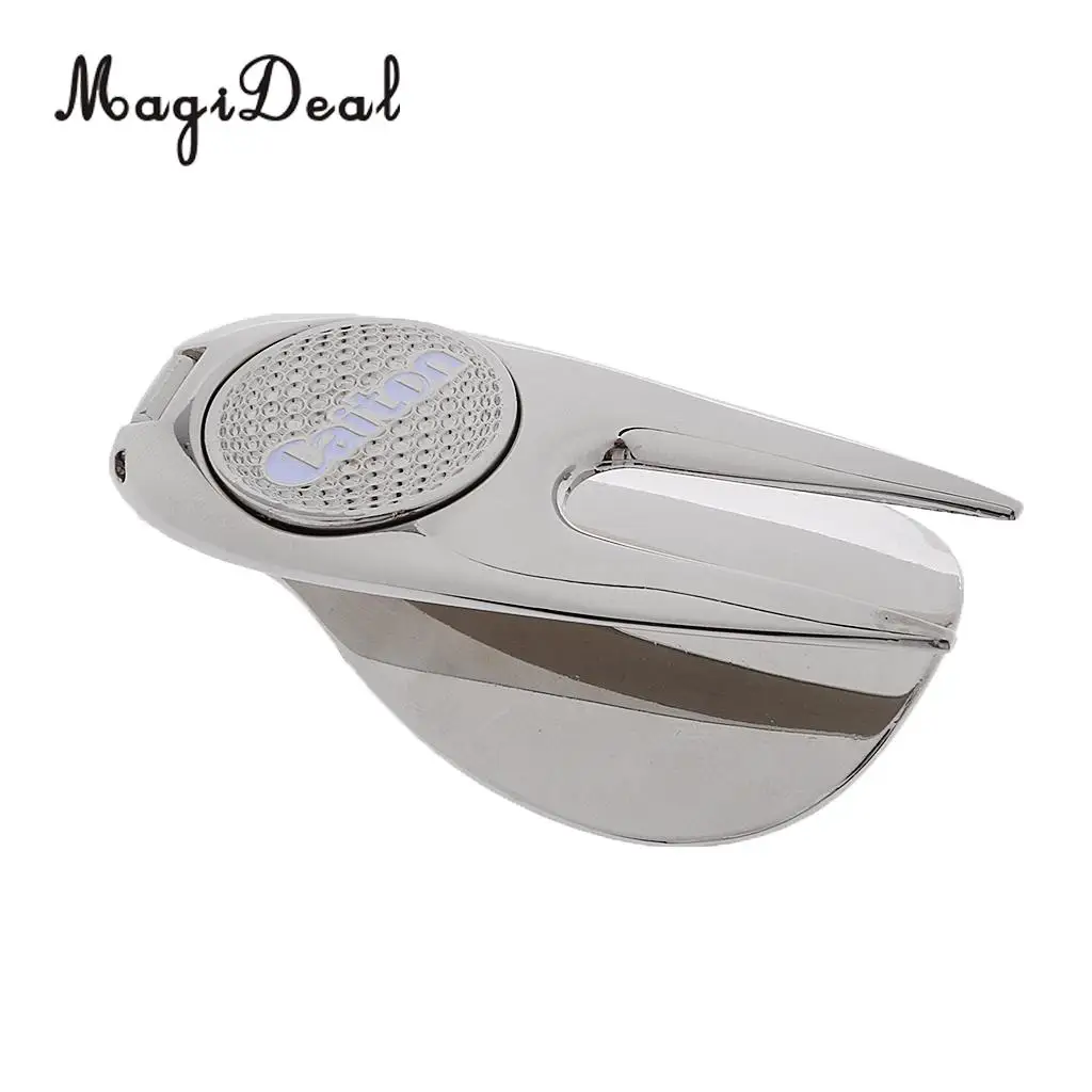 MagiDeal Alloy Golf Putting Green Divot Tool Lawn Repair with Ball Mark Golf Gift