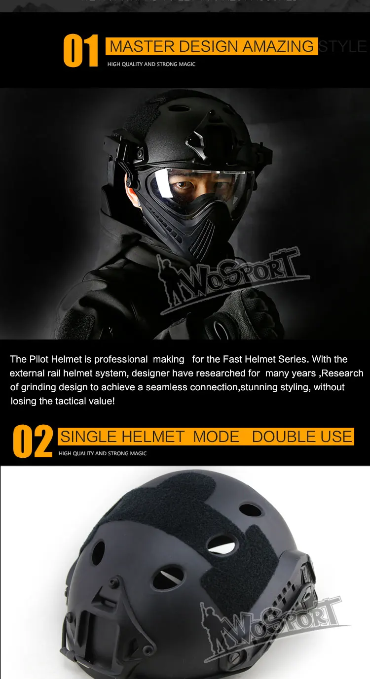 Высокое качество военный тактический шлем с маской противотуманные очки Легкие Армейские страйкбол Пейнтбол шлем Защита оборудования