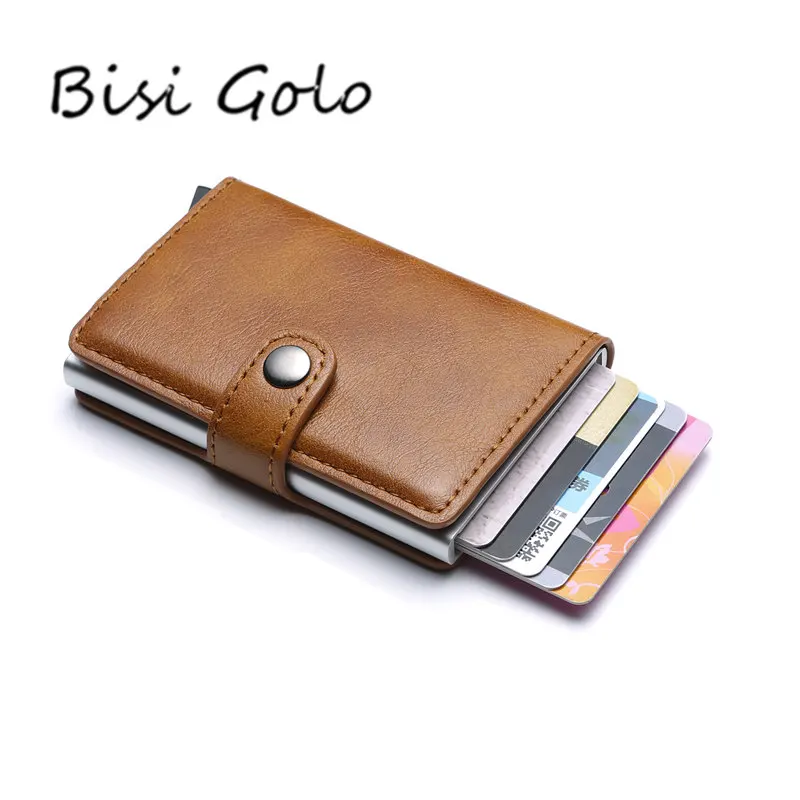 

BISI GORO Antitheft Business Card Holder Unisex Metal Wallet Card Holder Blocking RFID Wallet Vintage Aluminium Card ID Holder