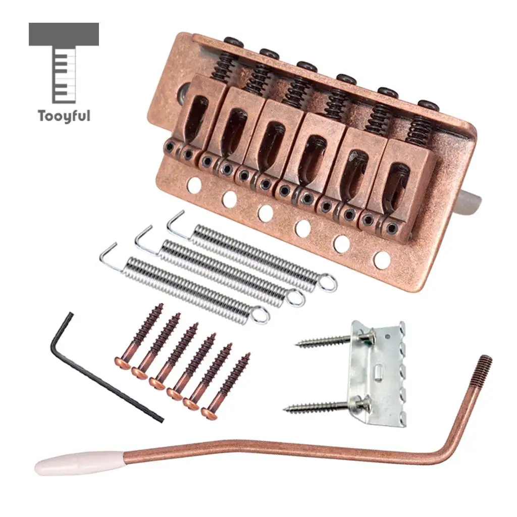 Tooyful 1 Set 6 String Guitar Tremolo Bridge with Whammy Bar Hook Wrench Screws for Strat ST Electric Guitar Parts