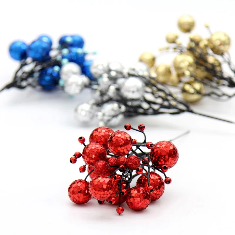 

Merry Christmas Tree Sequined Spike Decoration Cuttings New Year Fruit String Branch Ornaments Xmas Trees Decorations NMR0124