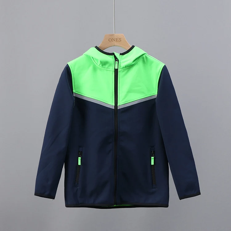 

kids / boys outdoor hooded softshell jacket, windproof coat for spring / autumn, size 9Y to 14Y