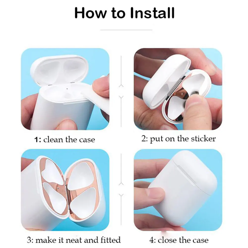 KISSCASE Headphone Stickers Dust-proof Inside Cover Protective Guard Film For Airpods hygienic Metal Patch Dustproof Stickers KISSCASE Headphone Stickers Dust-proof Inside Cover Protective Guard Film For Airpods hygienic Metal Patch Dustproof Stickers