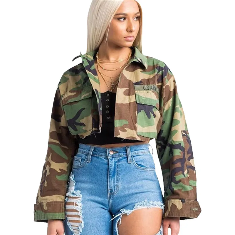 crop top camo jacket