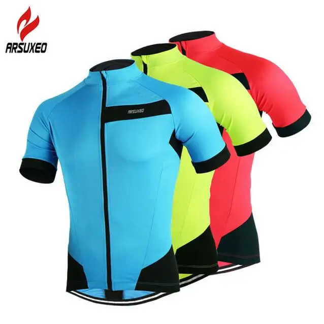 

rsuxeo Men's Cycling Jersey Summer Short Sleeve Clothing City MTB Bike Bicycle Shirt Sportswear Pockets Breathable