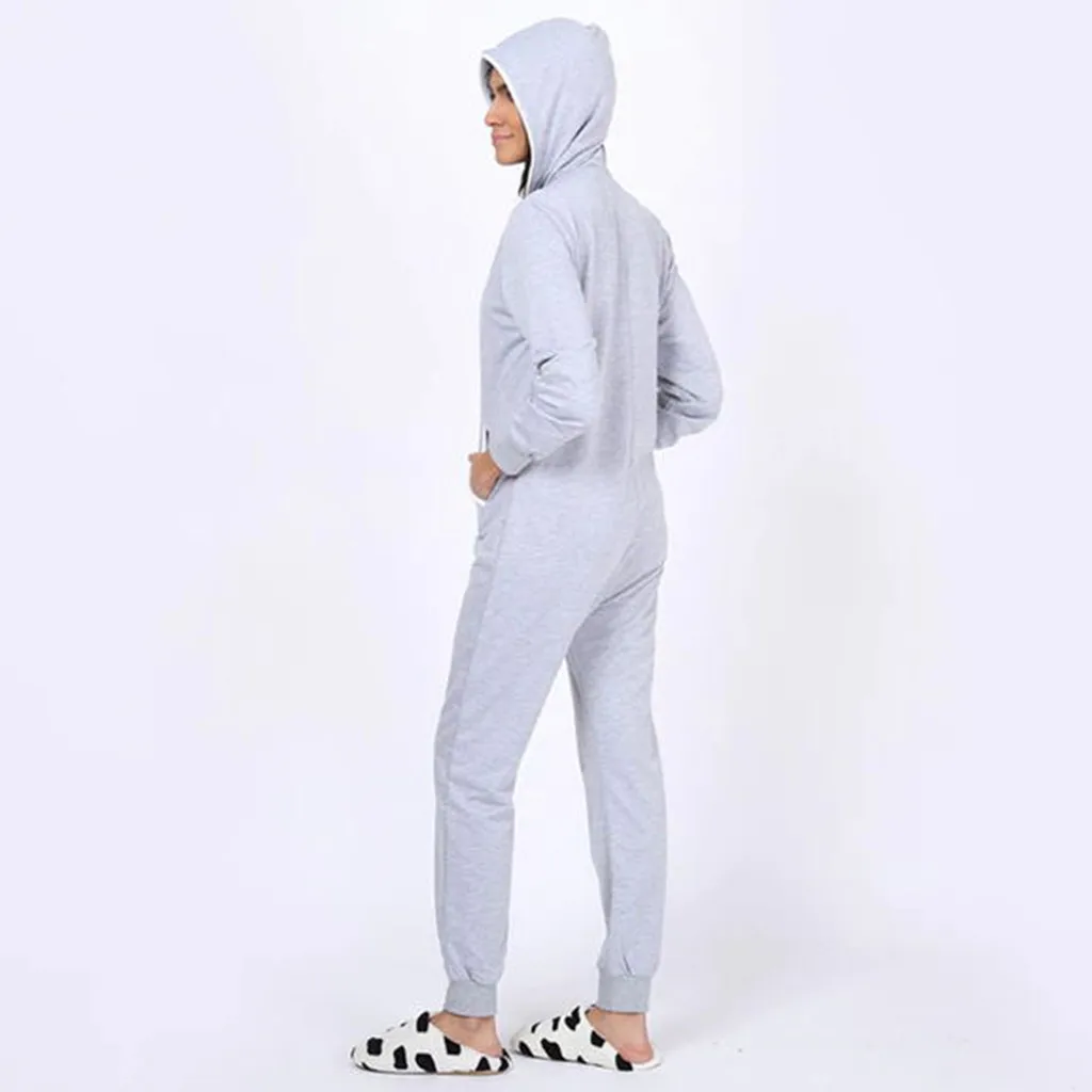 

2019 NEW JAYCOSINWomens Fashion Hooded Long Sleeve Siamese Sweatshirt Conjoined Home Service 1218