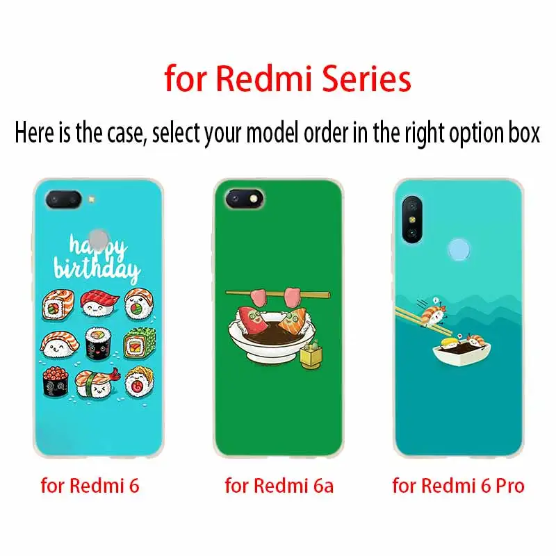 Мягкий силиконовый чехол для Xiaomi Redmi 9a 8a 7a 6a Note 9 8 7 6 5 Pro 9s 8t суши еды|Бамперы| |