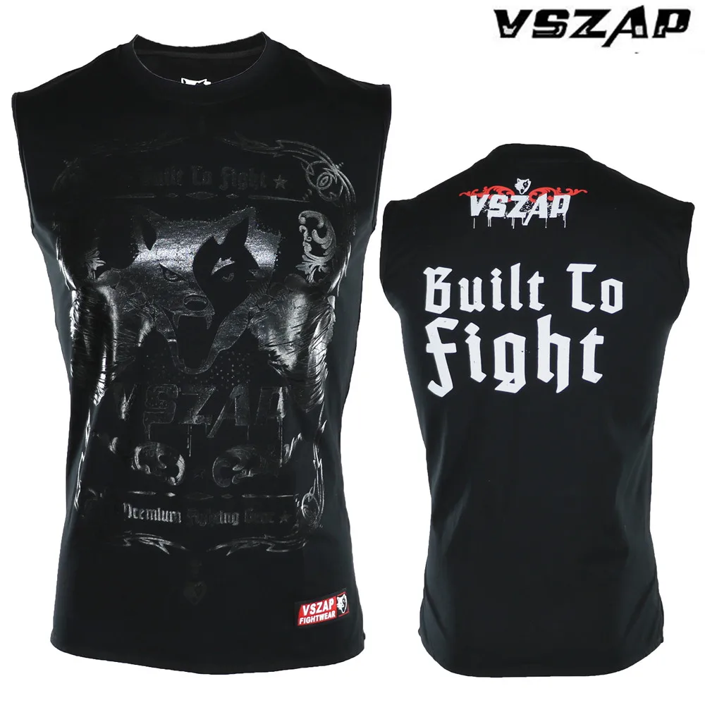 

VSZAP Boxing MMA Shirt Gym tee shirts Sleeveless Combat Arts Fitness Clothes Fighting Movement Muscle Muay Thai T Shirt