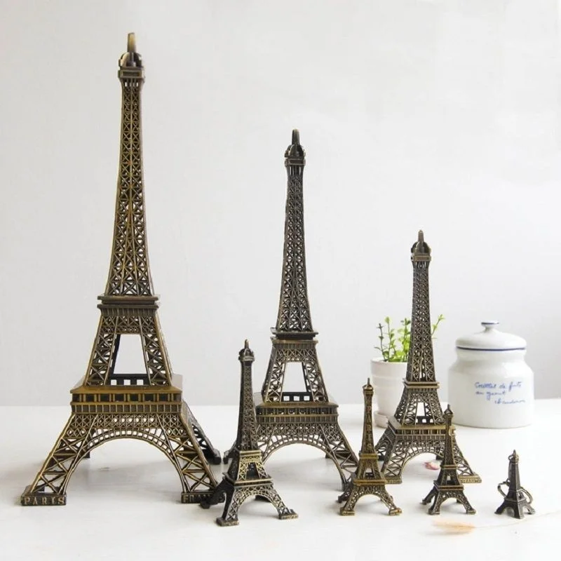 Retro Metal Decor Alloy Bronze Vintage Paris Eiffel Tower Model Statue