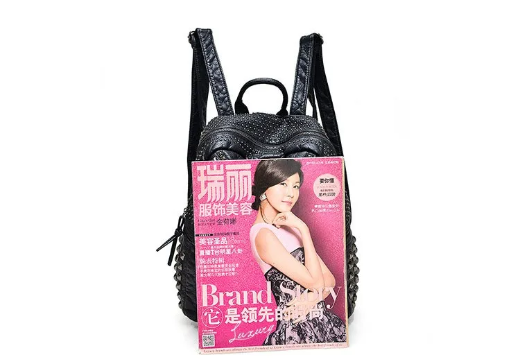 Новинка, женский водонепроницаемый рюкзак из искусственной кожи с заклепками, женские рюкзаки для девочек-подростков, женские сумки, черные сумки на молнии