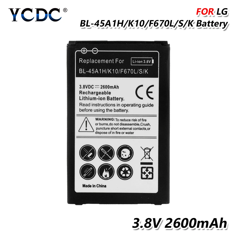 

YCDC 3.8V 2600Mah BL45a1h BL-45a1h Battery BL 45a1h For LG K10 F670k F670s F670l K420 K420n Q10 Rechargeable Lithium Battery