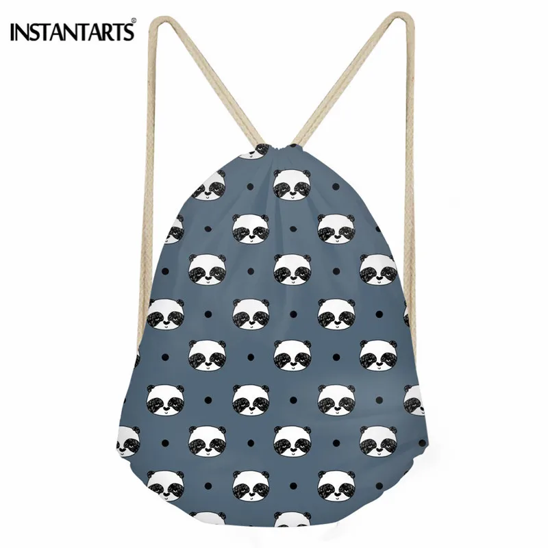 #*Cheap INSTANTARTS Panda Polka Dots Pattern Girls Boy Sport Gym Bag Outdoor Small Shoes Drawsting Bag Swimming Fitness Backpack Sack