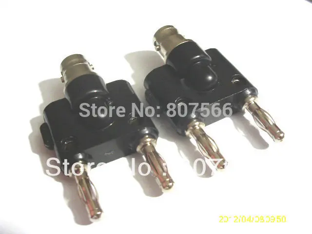 

4pcs BNC female jack to two dual Banana male plug Connector Test adapter