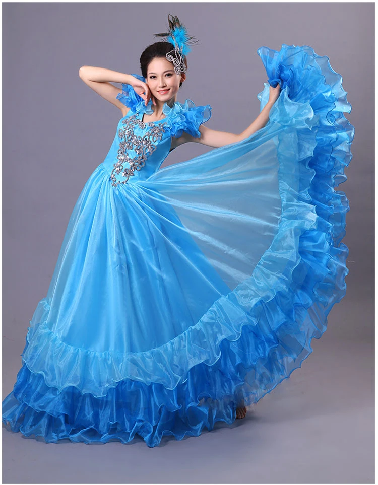 Испанская коррида живота 720 градусов платье с широкой юбкой для танцев длинный халат фламенко юбки для девочек camisa платья с фламинго для Для женщин девочек