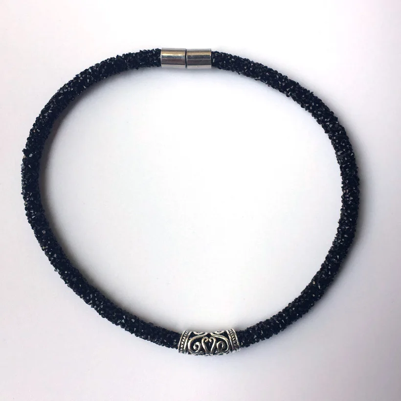 YLWHJJ абсолютно новое женское Кристальное черное магнитное ожерелье-чокер, блестящие стразы для девушек, модное горячее Ювелирное Украшение, массивное ожерелье