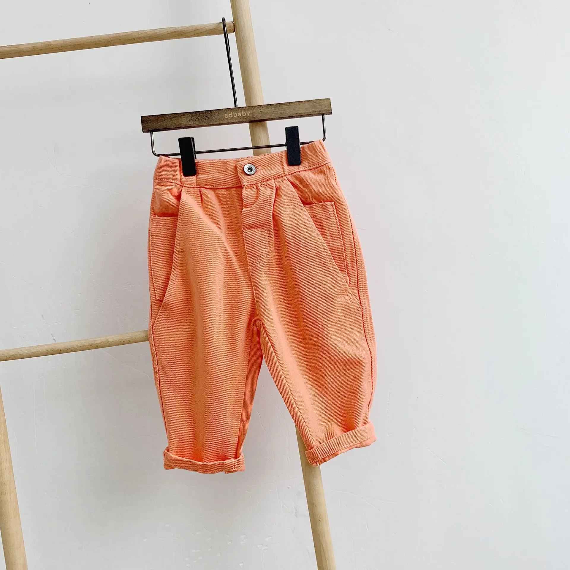 На осень для маленьких девочек одноцветные повседневные штаны-шаровары для маленьких мальчиков 3 вида цветов брюки, подходящие для любого размера - Цвет: orange