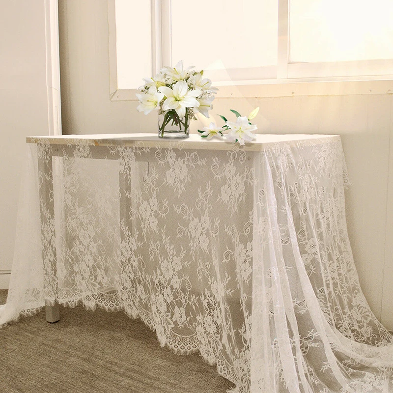 150*300cm White Vintage Table Cloth Lace Decorative Tablecloth Dining Table Cover Wedding Party Hotel Home Decor