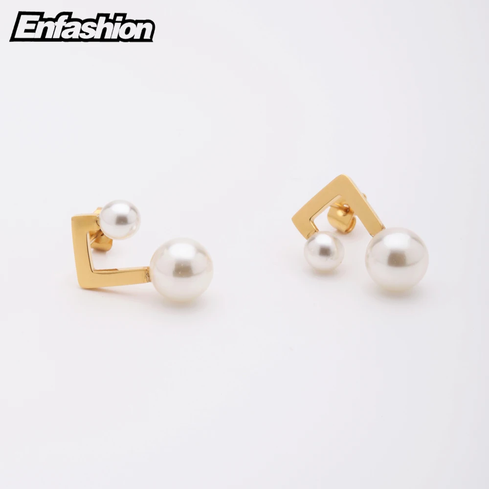 Enfashion, пара жемчужных сережек золотого цвета, серьги-гвоздики из нержавеющей стали для женщин,, модные ювелирные изделия oorbellen E5462