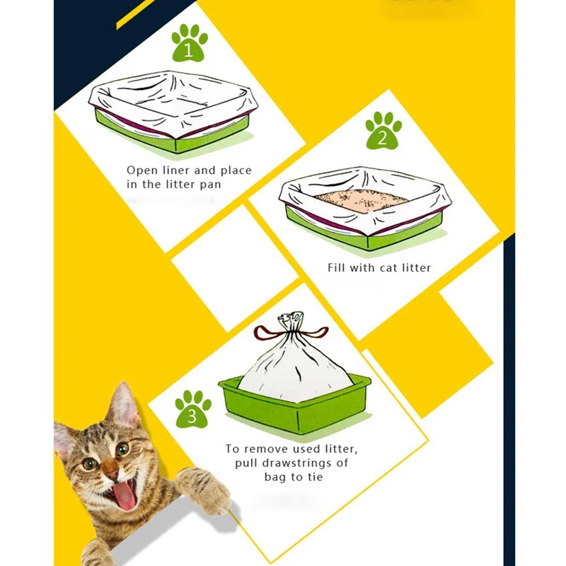 Cat mascotas кошачий лоток гильзы, прочные утолщение шнурок наполнитель для кошачьего туалета сумки, автоматического закрывания дверей для домашних животных 7 шт./лот